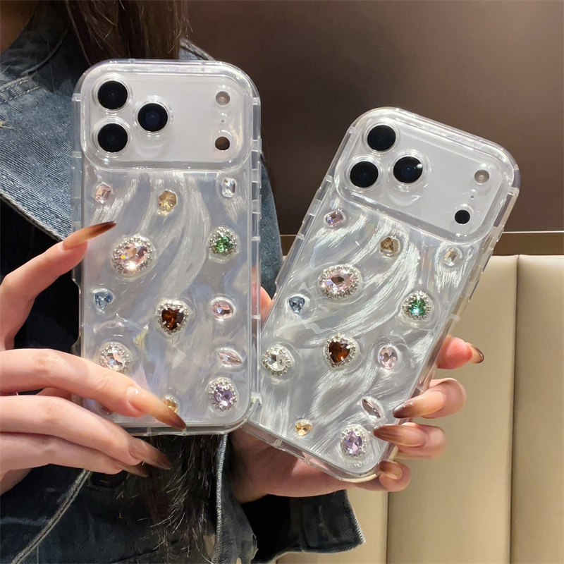Apple Iphone 15 Pro Max - Korean Color Gemstones Resin Cute Phone