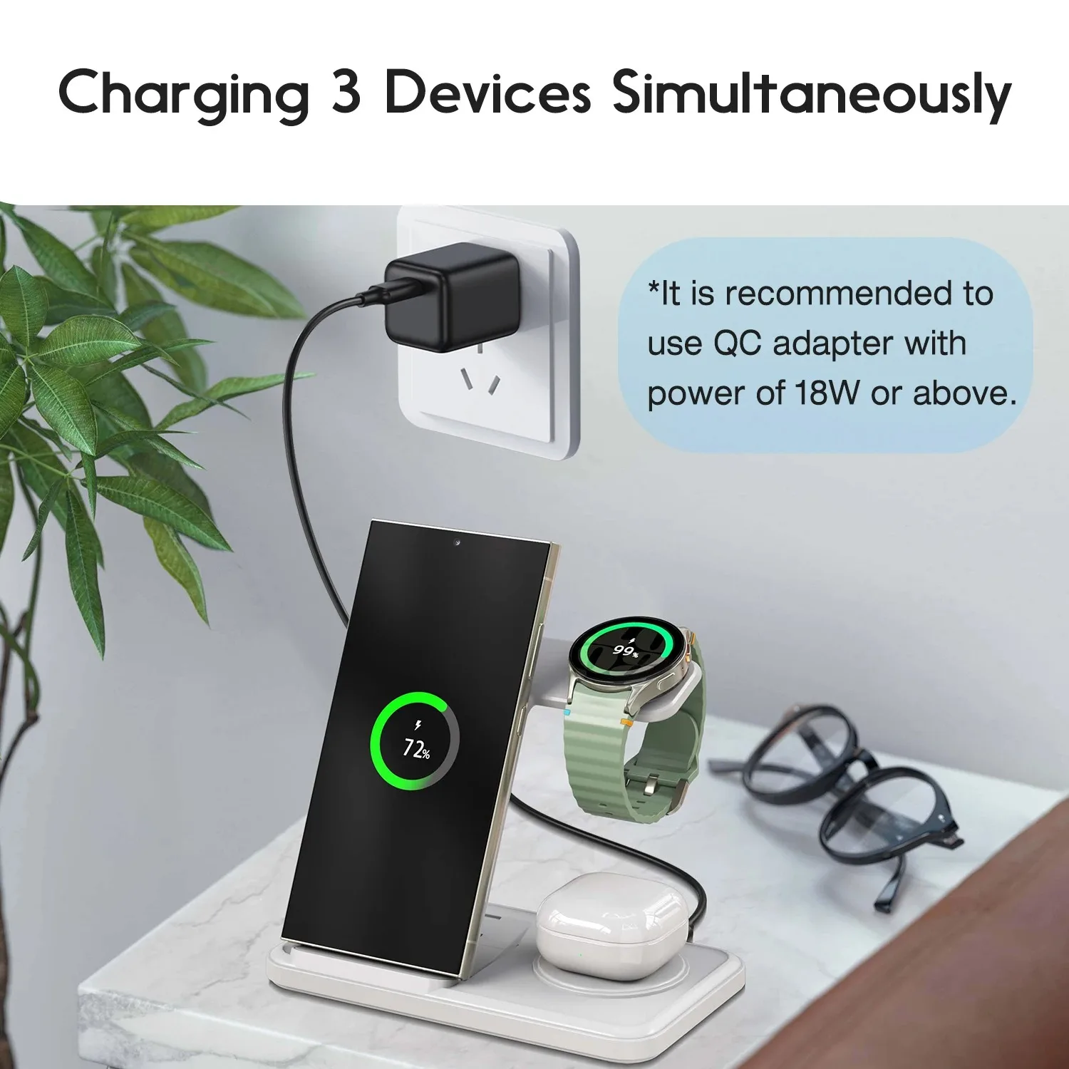 Desktop 3-in-1 Wireless Charge - đánh giá và giá Wireless Charger Watch