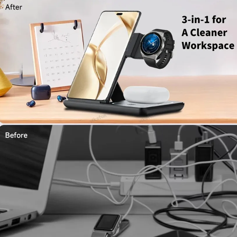 3 in 1 Foldable Wireless Charg - đánh giá và giá Wireless Charger Watch