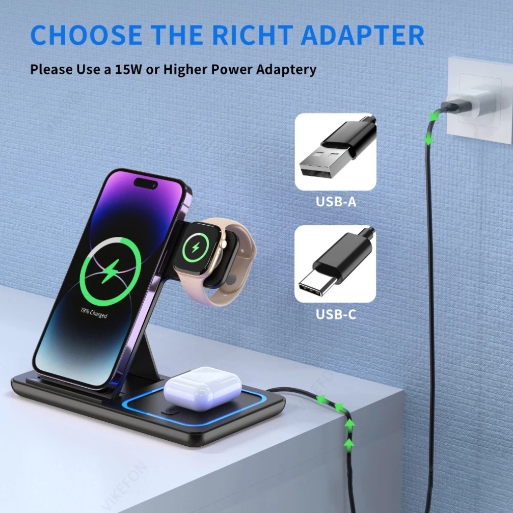 Foldable 3 in 1 Wireless Charg - đánh giá và giá Wireless Charger Watch